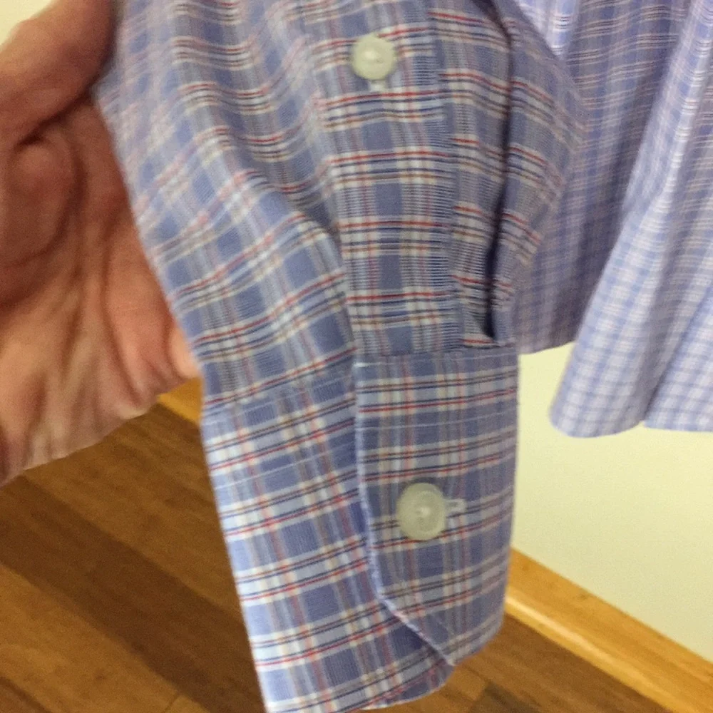 Banana Republic Blue Plaid Non-Iron Cotton Stretch Button up Shirt XL